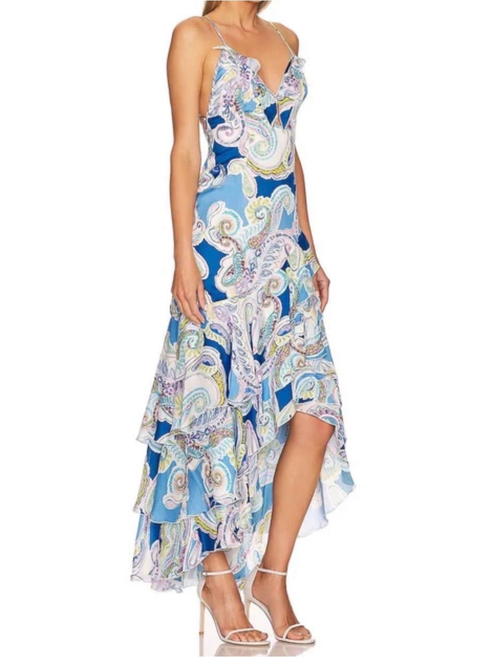 Milly Edra Summer Paisley Dress In Blue Multi 0 - Picture 3 of 11